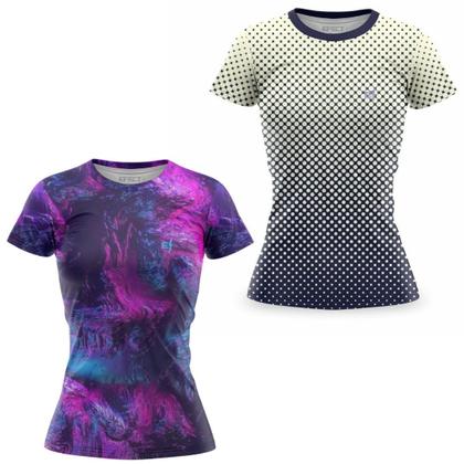 Imagem de Kit 2 Blusa Feminina Fitness academia Caminhada Treino musculação Caminhada Dry Fit Ante Suor