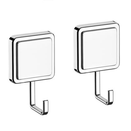 Imagem de Kit 2 Cabide Gancho Multiuso Para Toalha Objetos Banheiro Adesivo Dupla Face Cromado - Future