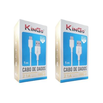 Imagem de Kit 2 Cabos USB-C Kingo Branco 1m 2.1A para Galaxy A20s