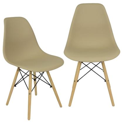 Imagem de Kit 2 Cadeiras Charles Eames Eiffel Wood Design - Bege