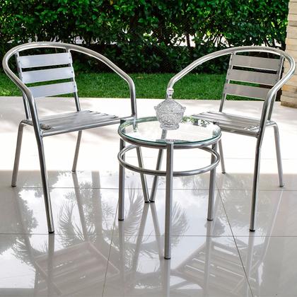 Imagem de Kit 2 Cadeiras Mesa Redonda Alumínio Area Externa Varanda