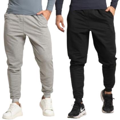 Imagem de KIT 2 Calça Jogger Moletom Flanelado Vekyo Roupa Para Inverno Moda Casual Masculina