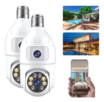 Imagem de Kit 2 Câmera Lâmpada Full Hd Visão Noturna Wifi Duas Lente