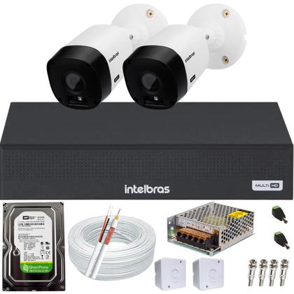 Imagem de Kit 2 Câmeras Intelbras segurança monitoramento completo