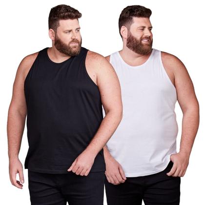 Imagem de Kit 2 Camisas Regatas Plus Size Masculina 100% Algodão