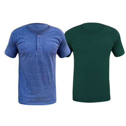 Imagem de Kit 2 Camiseta Henley Masculina Camisa Botões Gola Portuguesa Premium Gola Padre Slim