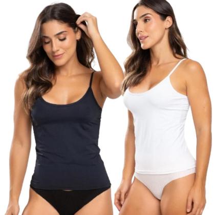 Imagem de Kit 2 Camisete Feminina Casual Segunda Pele Alça Fina Regata Conforto Camiseta Não Marca