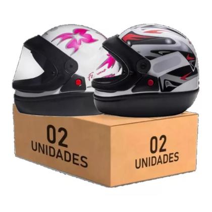 Imagem de Kit 2 Capacete San Marino Automático Masculino Branco e Feminino Branco