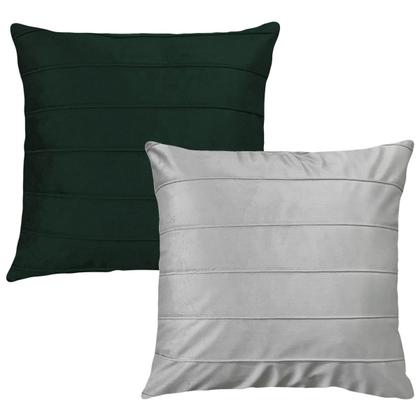 Imagem de Kit 2 Capas Almofada Veludo Drapeada Verde Com Areia 45x45
