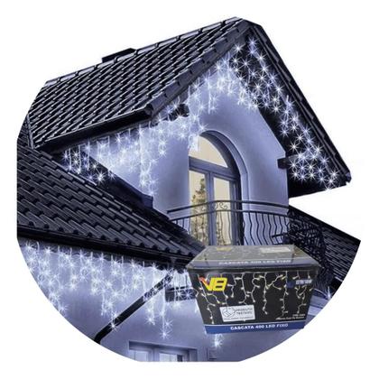 Imagem de Kit 2 Cascata 400 Leds 10 Metros Luz Branca Fixa - 110V
