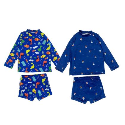 Imagem de Kit 2 Conjuntos Praia Menino Blusa + Sunga Proteção Solar Uv