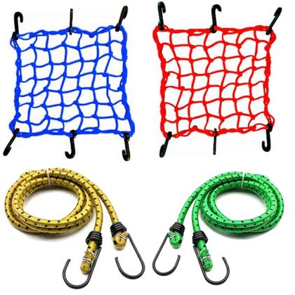 Imagem de Kit 2 Cordinhas e 2 Rede Elástica 40X40 Aranha Prender Moto Bagageiro Baú Capacete