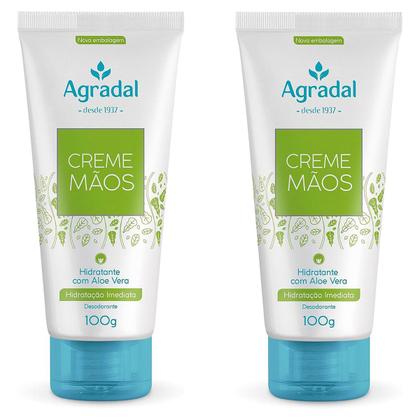 Imagem de Kit 2 Cremes Mãos Hidratação Imediata Aloe Vera Agradal 100g