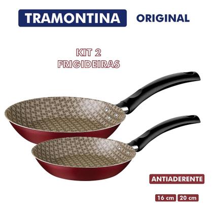 Imagem de Kit 2 Frigideira Antiaderente 16 e 20 cm Tramontina Turim com Textura Paris Starflon Max