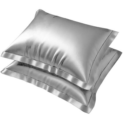 Imagem de Kit 2 Fronha De Cetim Capa Travesseiro 50X70Cm Aba Cor:Cinza