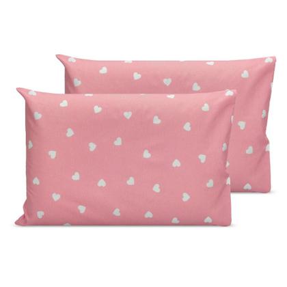 Imagem de Kit 2 Fronhas 70x50cm Com Bainha ponto palito Percal 180 fios Estampado