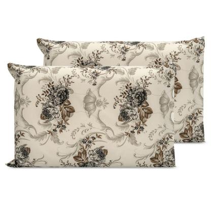 Imagem de Kit 2 Fronhas 70x50cm Com Bainha ponto palito Percal 180 fios Estampado