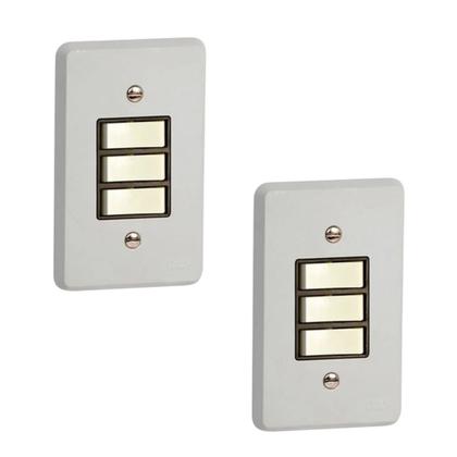 Imagem de Kit 2 Interruptor Simples Horizontal 10a/250v Cinza Pial