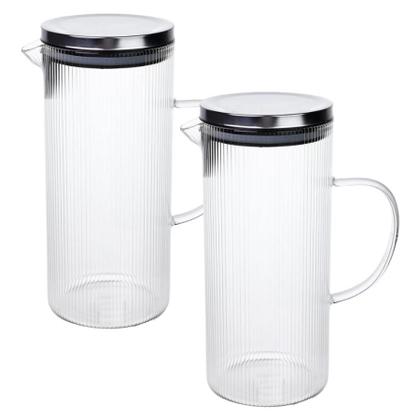 Imagem de Kit 2 Jarra De Vidro Marine Tampa Inox Suco Água Resistente 1,4 L