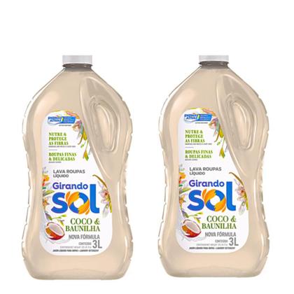 Imagem de Kit 2 Lava Roupas Líquido Girando Sol 3 Litros Coco e Baunilha