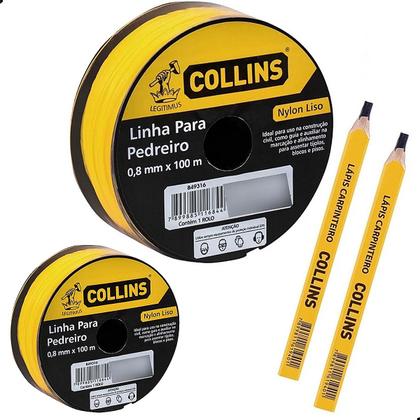Imagem de Kit 2 Linha Pedreiro Nylon Amarela 0,8mm X 100mts Lápis Collins