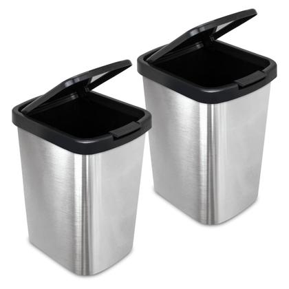 Imagem de Kit 2 Lixeira 9l Metalizado C/ Tampa Click Banheiro Cozinha