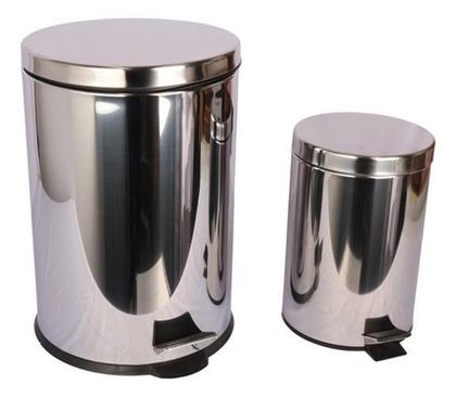 Imagem de Kit 2 Lixeiras Cinza E Preta Inox 7 E 20 Litros Casablanca