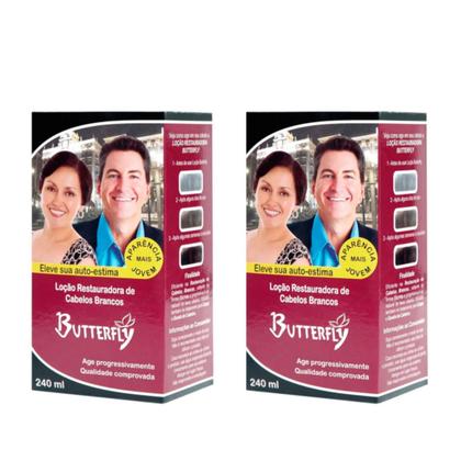 Imagem de Kit 2 Loção Restauradora Cabelos Brancos 240Ml - Butterfly