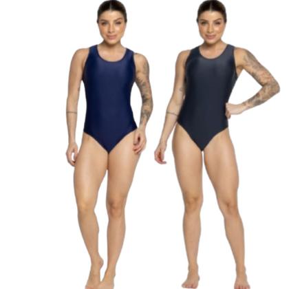 Imagem de KIT 2 Maiô Natação Costa Nua Tradicional Performance Vekyo Básico Roupa Para Piscina Moda Praia