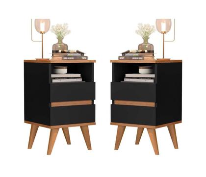 Imagem de Kit 2 Mesa de cabeceira 2 Gavetas Pés Palito - Pop - CM