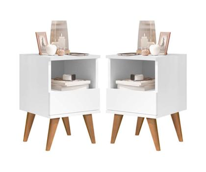 Imagem de Kit 2 Mesas de Cabeceira 1 gaveta Pés palito Felipe cores - Comprar moveis para sua casa
