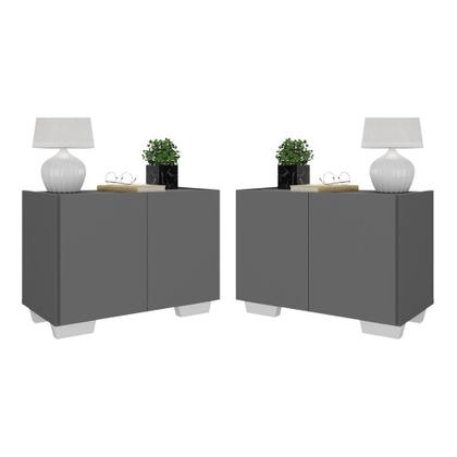 Imagem de Kit 2 Mesas de Cabeceira 2 Portas e Pés Multimóveis MP4139