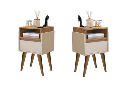 Imagem de Kit 2 Mesas de Cabeceira Evora 1 Gaveta Pés Palito 30cm cores - Comprar Moveis em Casa