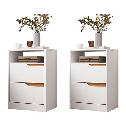 Imagem de Kit 2 Mesas de Cabeceira Sole 2 Gavetas Flex - Móveis Albatroz