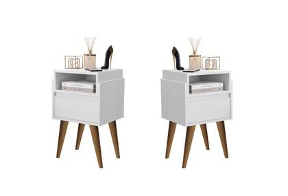 Imagem de Kit 2 Mesas de Cabeceira Yasmin 1 Gaveta Pés Palito 30cm cores - Comprar Moveis em Casa