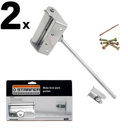 Imagem de Kit 2 Mola Aérea Prata Fechamento Automatico Porta Leve