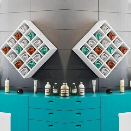 Imagem de Kit 2 Nicho Decorativo Porta Toalha Com 16 Nichos Multiuso Destak