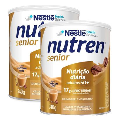 Imagem de Kit 2 Nutren Senior Complemento Alimentar Café com Leite 740g