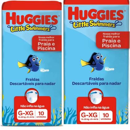 Imagem de kit 2 Pct Fralda Descartável para Piscina Litlle Swimers Huggies Tamanhos M/G-G/XG