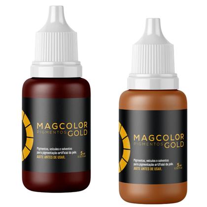 Imagem de Kit 2 Pigmentos Micropigmentação Mag Color Gold Castanho 5ml