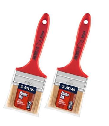 Imagem de Kit 2 Pincel Trincha Pintura Atlas At315 3 Polegadas Extra Macia PlumaTek Parede Madeira Esmalte