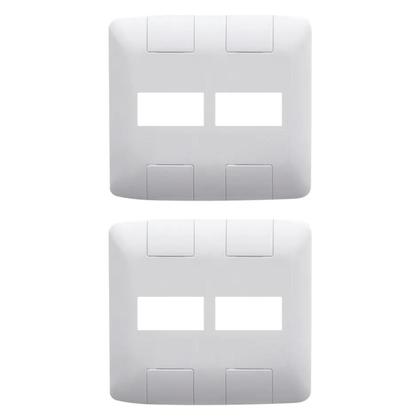 Imagem de Kit 2 Placa 2 Postos Tramontina 4x4 Em Termoplástico Aria Branca