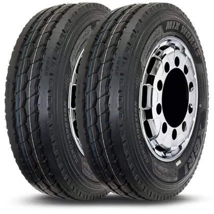 Imagem de Kit 2 Pneu Aro 22.5 275/80R22.5 Xbri Mix Works F1 149/146K 16PR TL Liso Misto