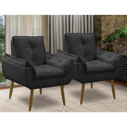 Imagem de Kit 2 Poltrona decorativa opala confortável para sala quarto recepção suede luxo porto arapongas