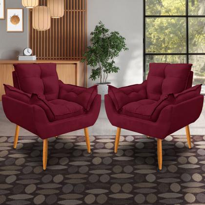 Imagem de Kit 2 Poltronas Opala  Decorativa Suede, Escritório, Consultório, Quarto, Recepção
