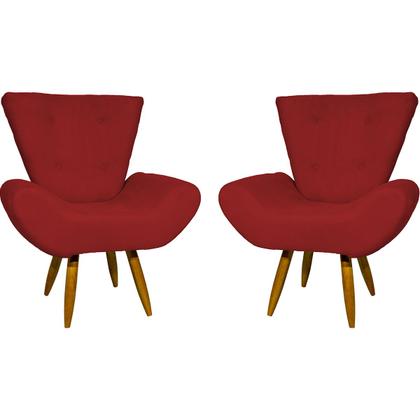 Imagem de Kit 2 Poltronas Para Sala DECORATIVAS EMILIA SUEDE CORES PÉ CASTANHO - CLIQUE E DECORE