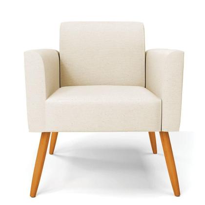 Imagem de Kit 2 Poltronas Pés Palito Castanho Marisa Linho Bege A19 D03 - D'rossi