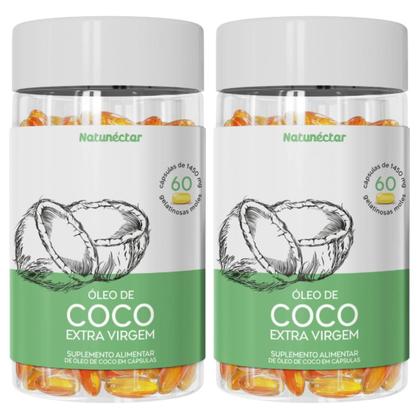 Imagem de Kit 2 Potes Óleo de Coco Encapsulado Suplemento Alimentar Natural Extra Virgem Pura Sabor Original Natunectar 120 Capsulas