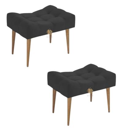 Imagem de Kit 2 Puff Requinte Retangular Pés Palito Pufe Puf