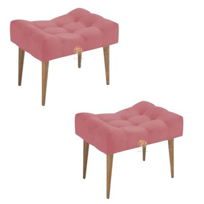 Imagem de Kit 2 Puff Requinte Retangular Pés Palito Pufe Puf